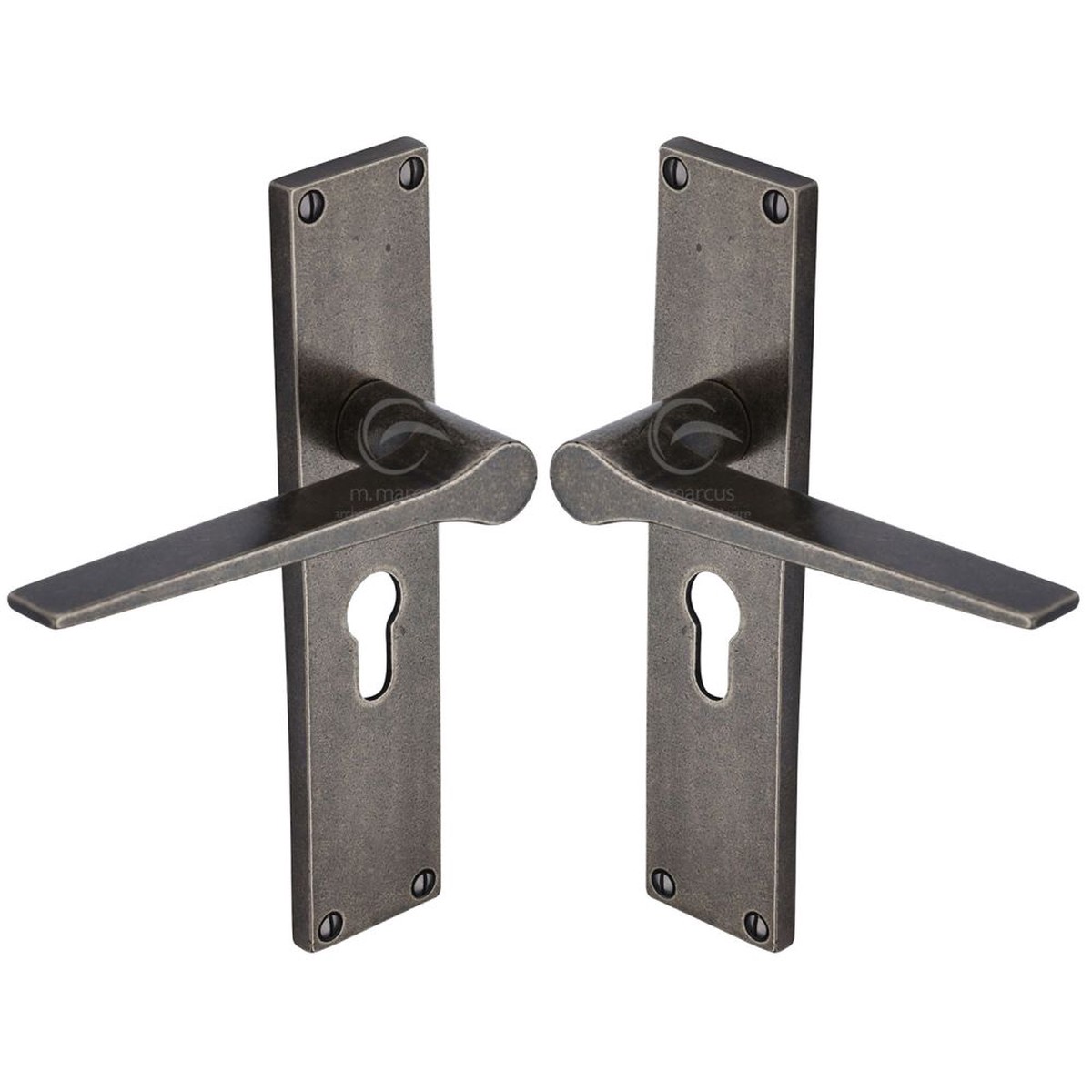 M.Marcus - Rustic Pewter Door Handle Euro Profile Gio Design