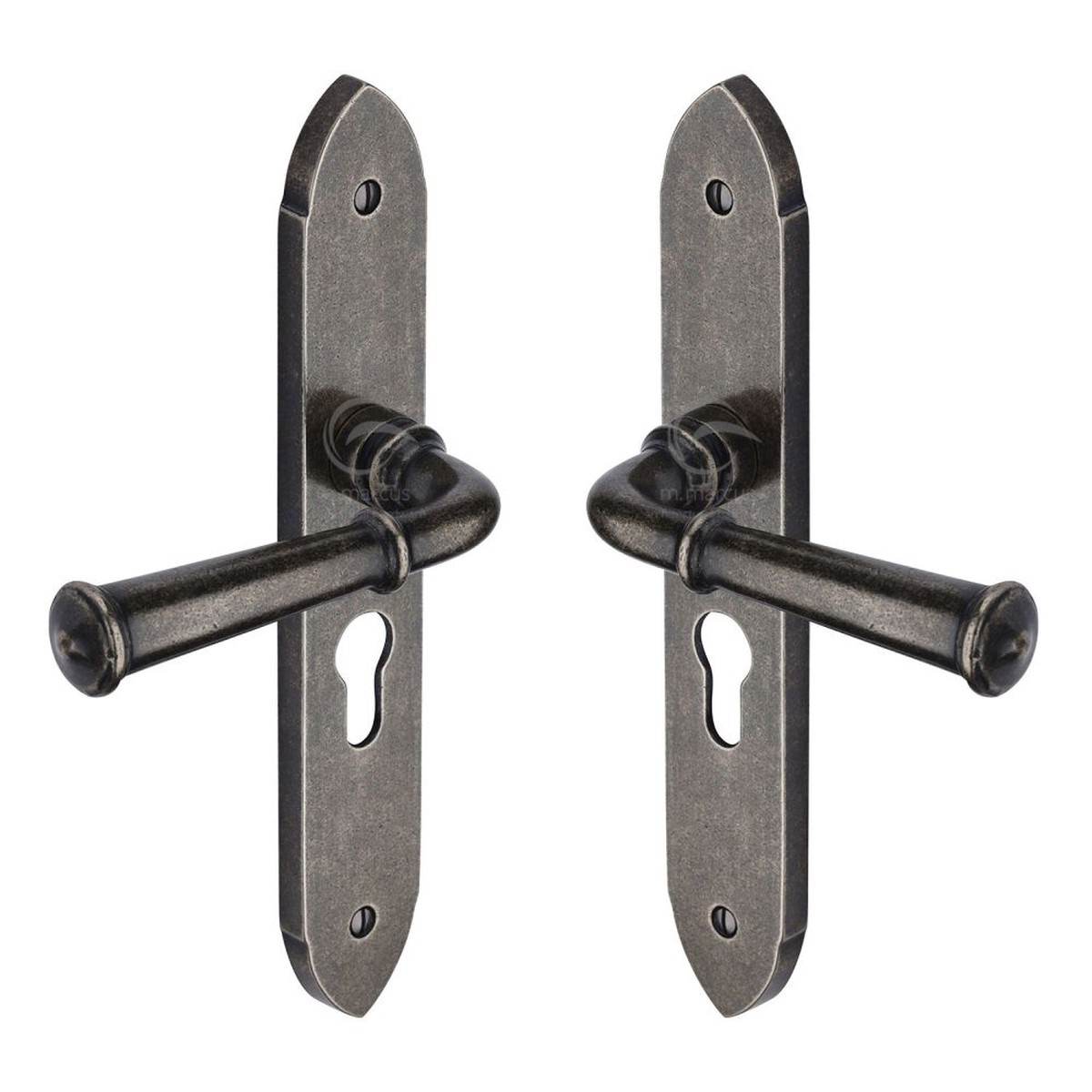 M.Marcus - Rustic Pewter Door Handle Euro Profile Hadley Design