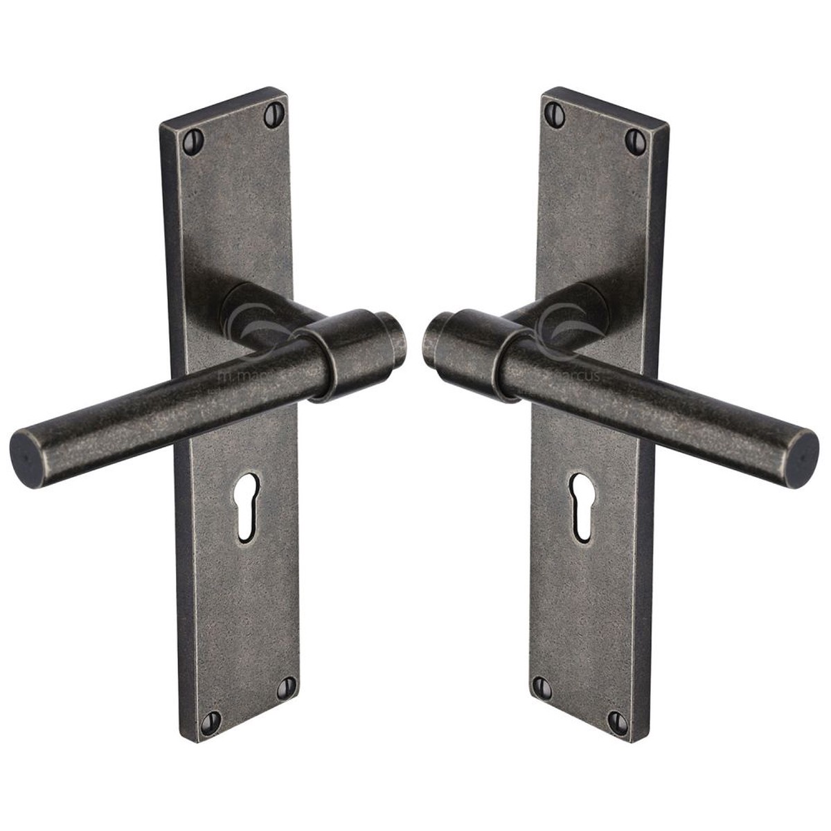 M.Marcus - Rustic Pewter Door Handle Lever Latch Fountain Design