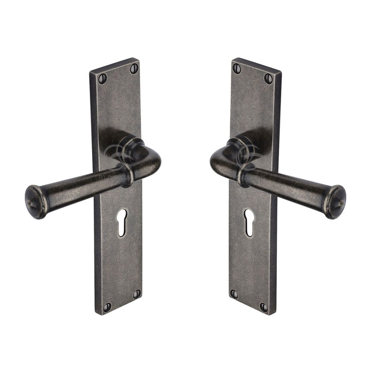 M.Marcus - Rustic Pewter Door Handle Lever Lock Ashfield Design