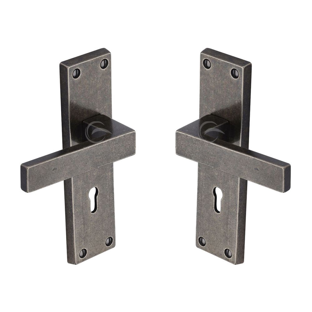 M.Marcus - Rustic Pewter Door Handle Lever Lock Cheswell Design