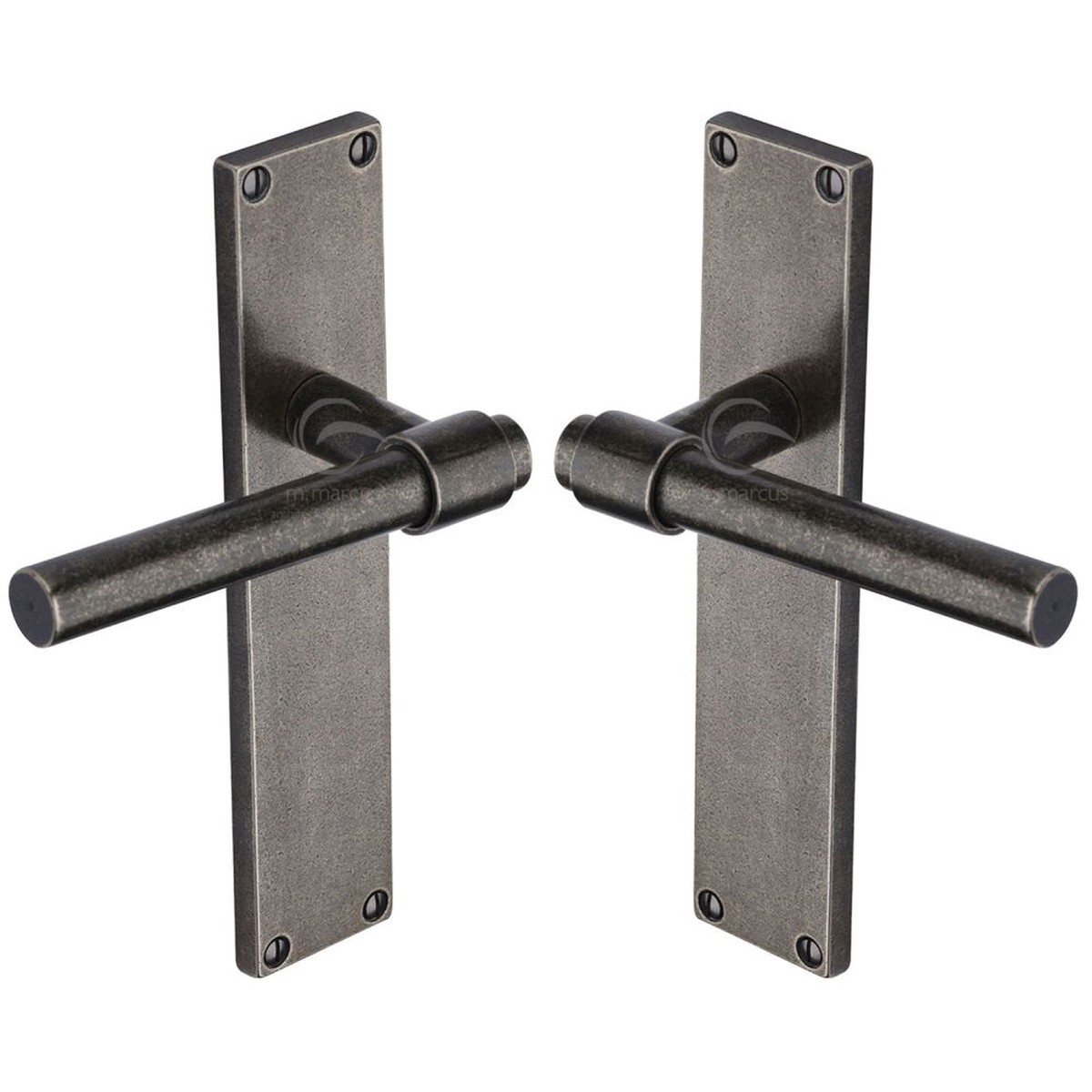 M.Marcus - Rustic Pewter Door Handle Lever Lock Fountain Design