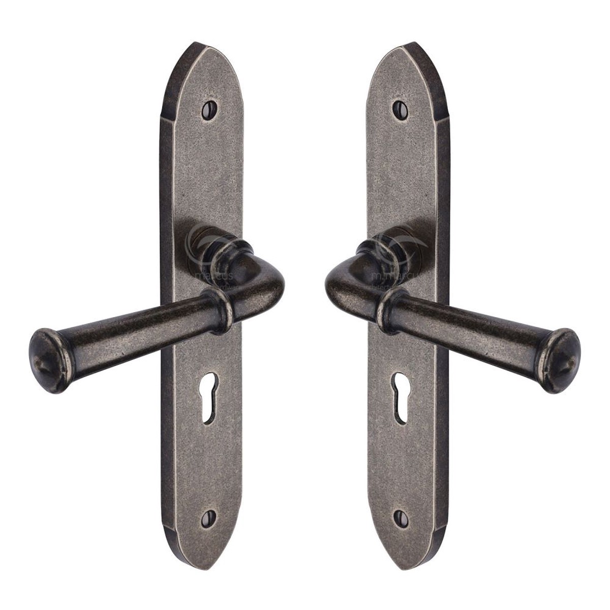 M.Marcus - Rustic Pewter Door Handle Lever Lock Hadley Design