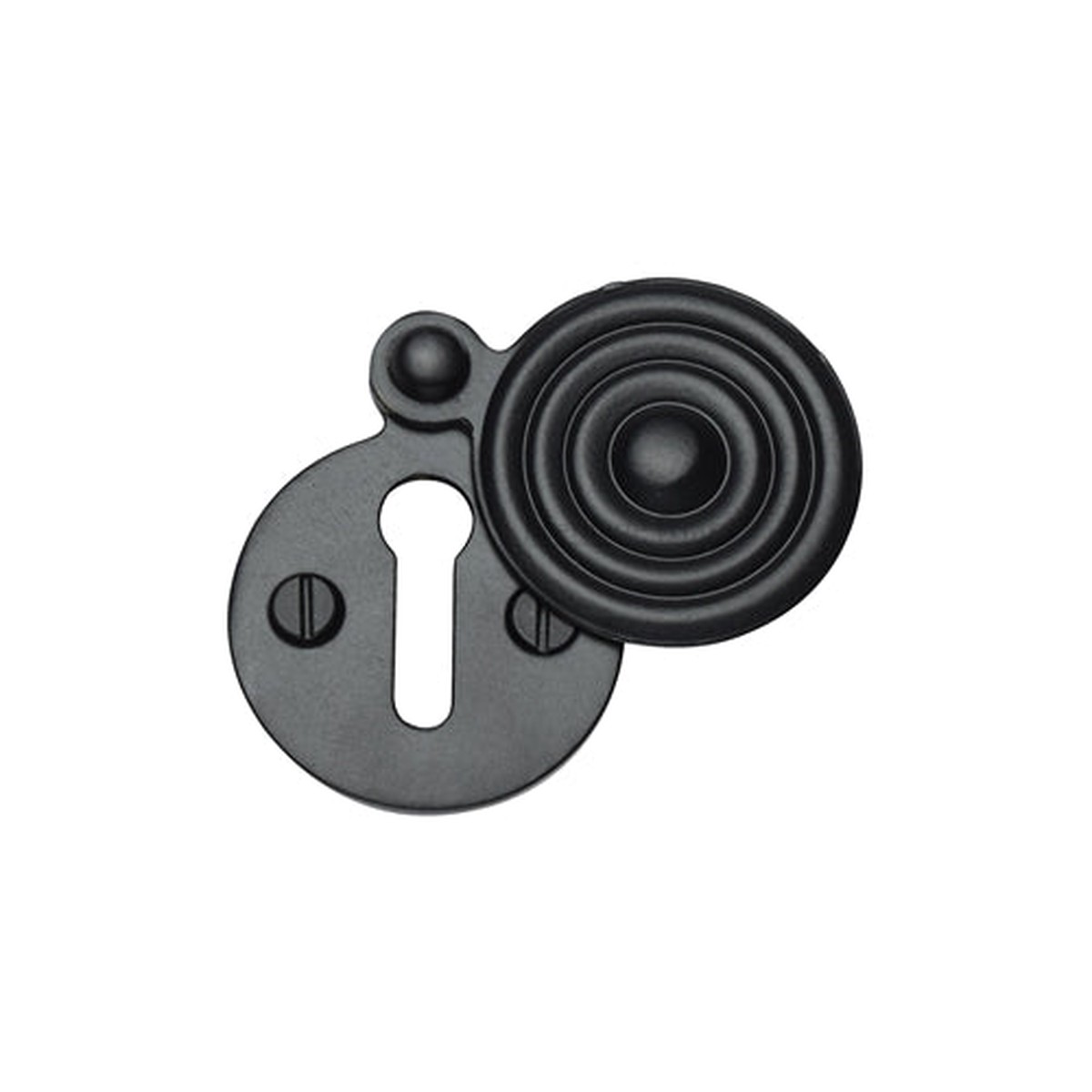 Heritage Brass Covered Keyhole Reeded Matt Black Finish