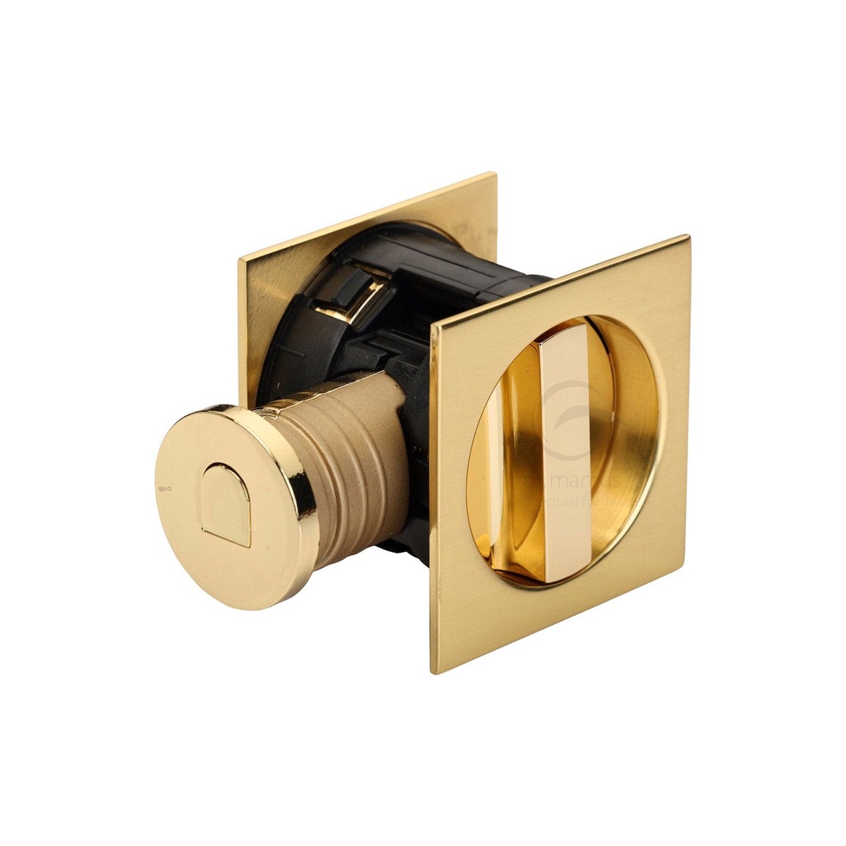 M.Marcus Tubular Lock with Square Privacy Turn & Release Polished Brass