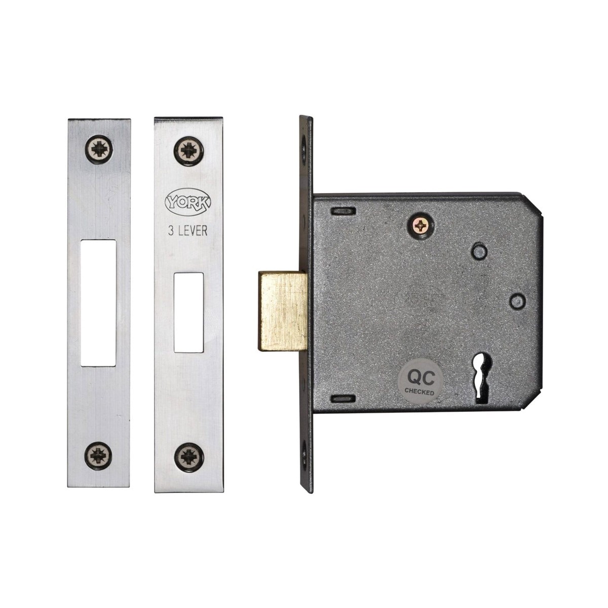 York Security 3 Deadlock 3 Lever Polished Chrome/Nickel