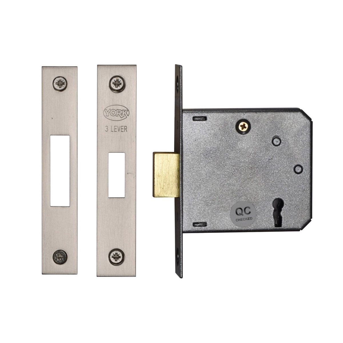 York Security 3 Deadlock 3 Lever Satin Chrome/Nickel