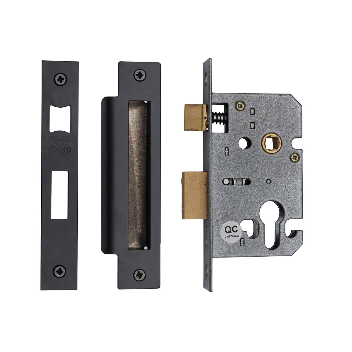York Security EuroProfile Sashlock 2 1/2 Matt Black Finish