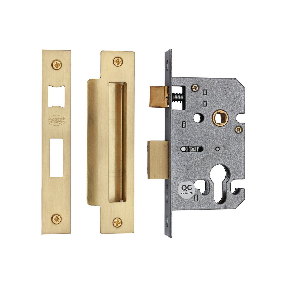 York Security EuroProfile Sashlock 2 1/2 Satin Brass Finish