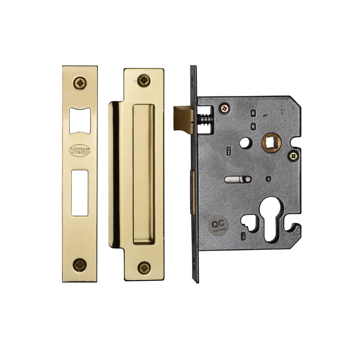 York Security EuroProfile Sashlock 3" Polished Brass Finish