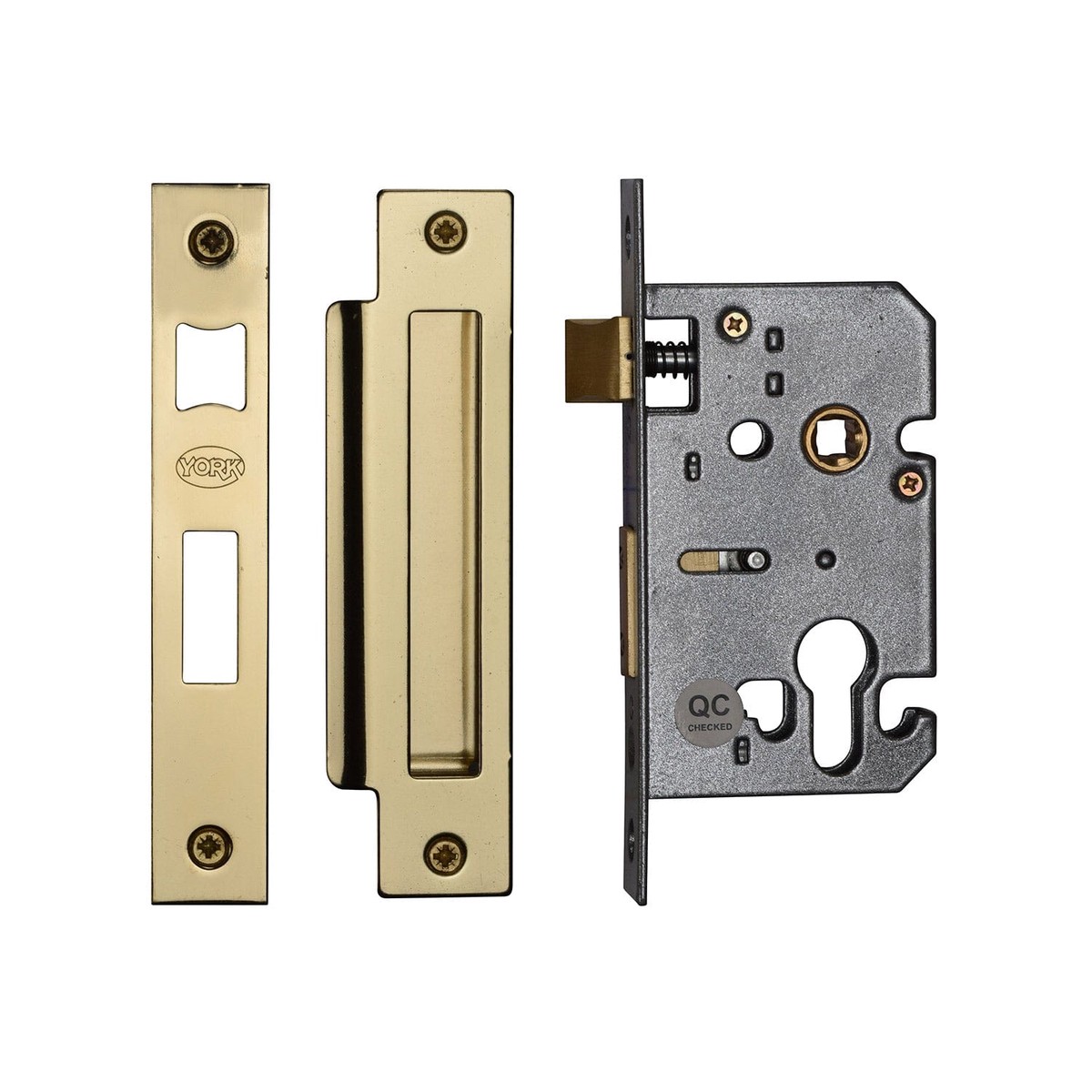 York Security EuroProfile Sashlock 2 1/2 Polished Brass Finish