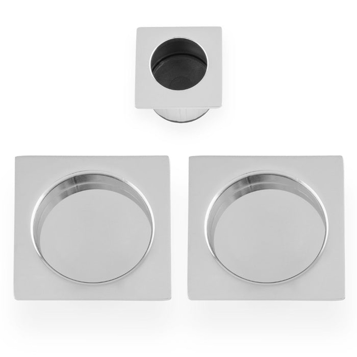 Alexander & Wilks - Square sliding door pull kit-Polished Chrome