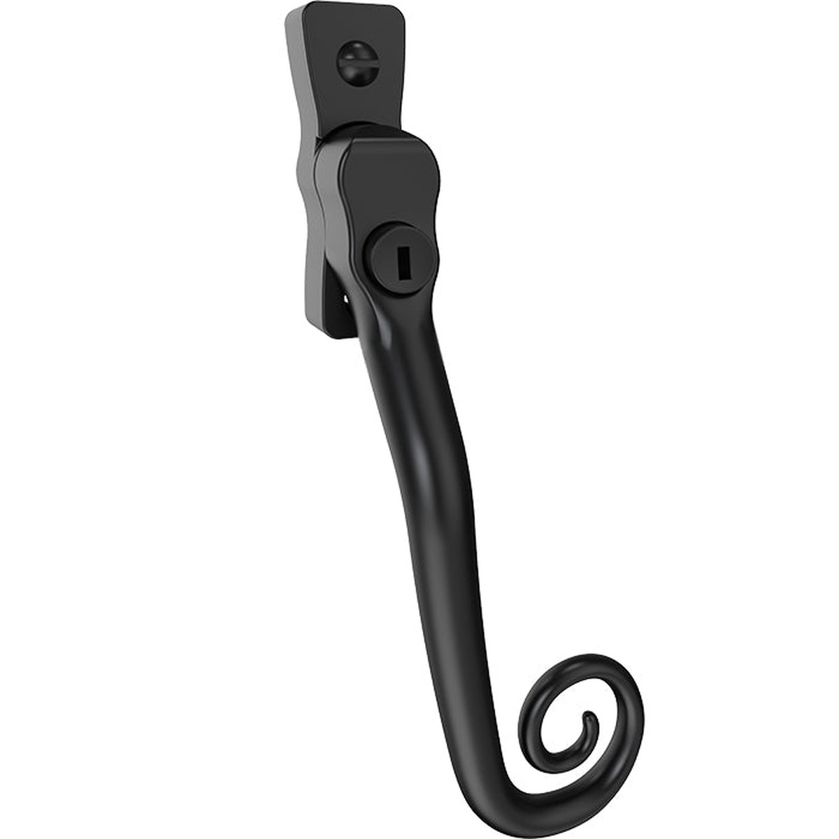 Mila Heritage Monkey Tail Casement Handle Matt Black Left hand