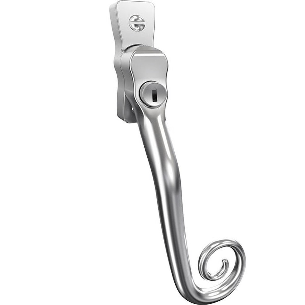 Mila Heritage Monkey Tail Casement Handle Smooth satin Right hand