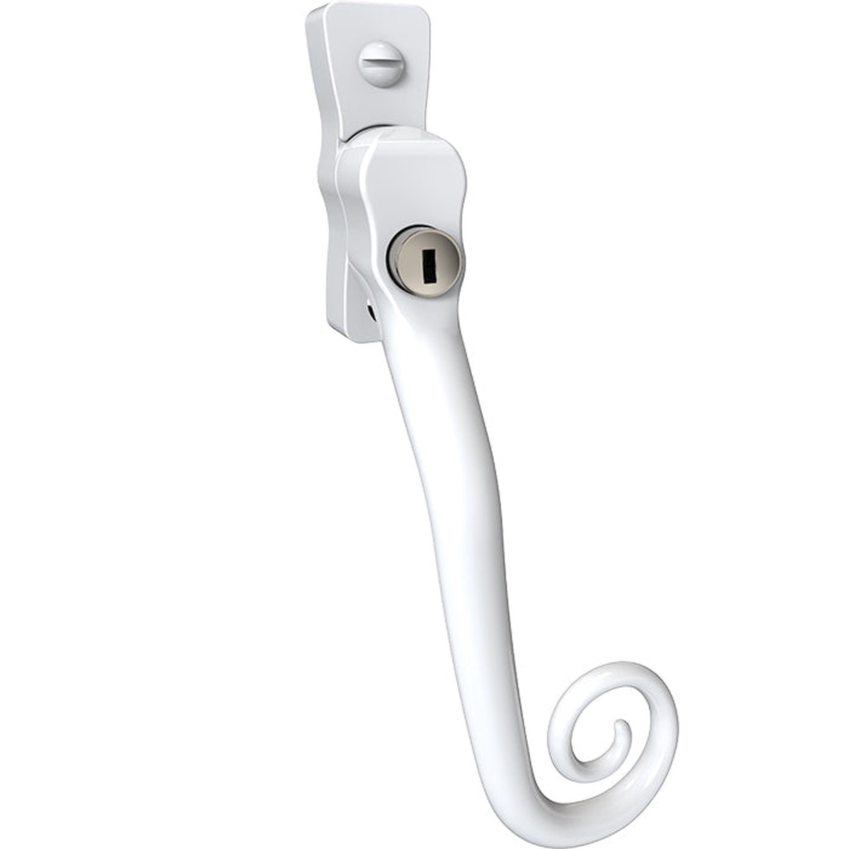 Mila Heritage Monkey Tail Casement Handle White Left hand