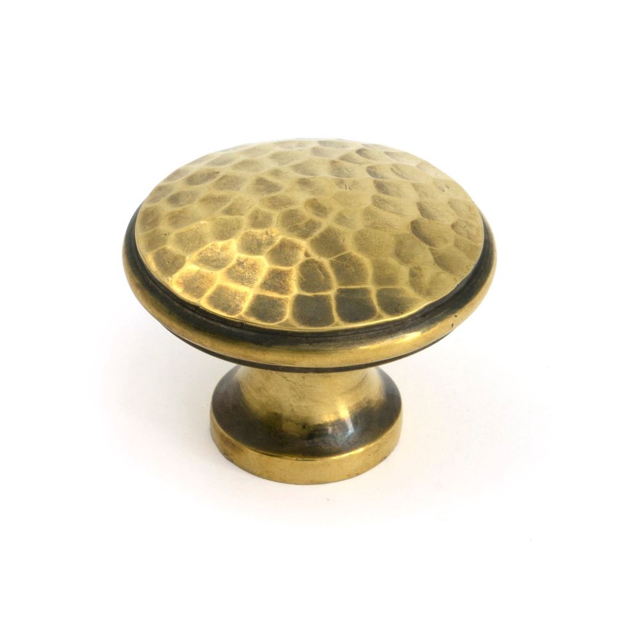 From The Anvil - Aged Brass Hammered Cabinet Knob - Large