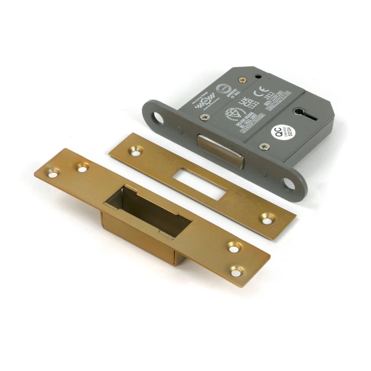 From The Anvil - Satin Brass 3" 5 Lever BS Dead Lock