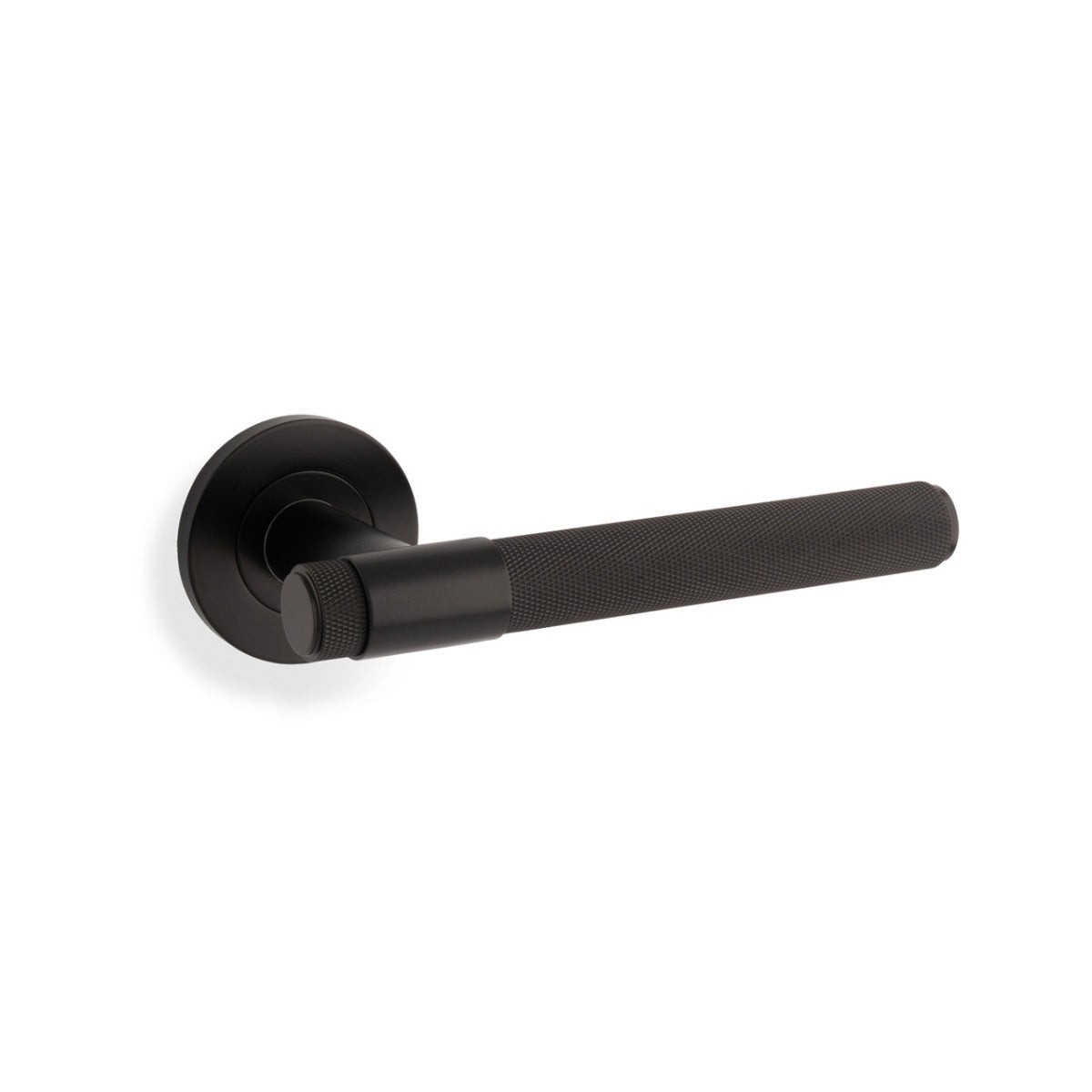 Alexander & Wilks - Knurled Kingstone Lever on Round Rose - Black