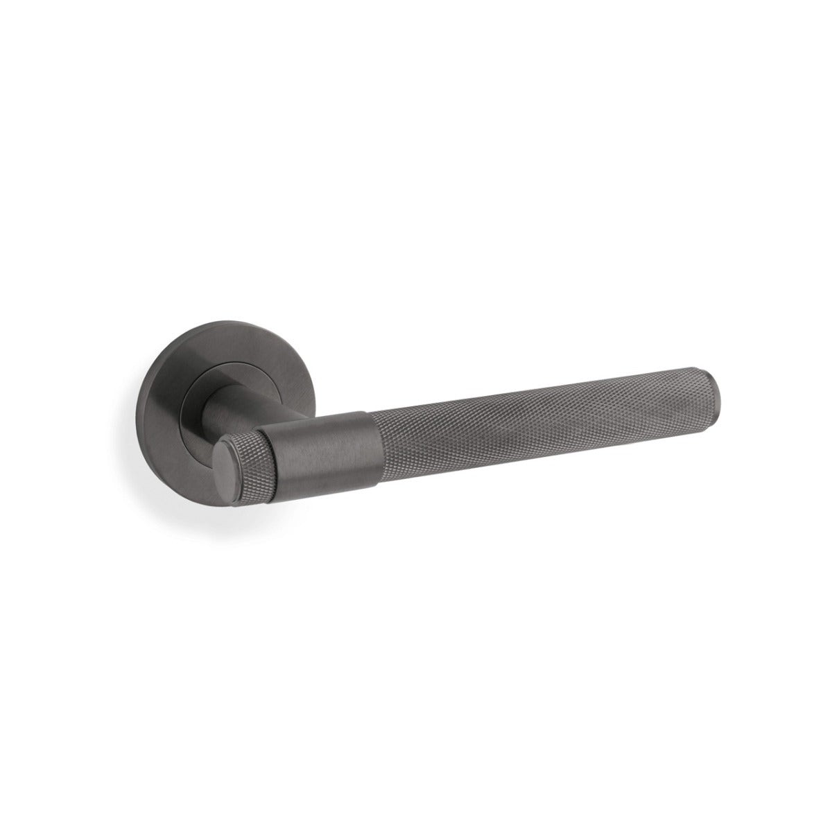 Alexander & Wilks - Knurled Kingstone Lever on Round Rose - Dark Bronze PVD