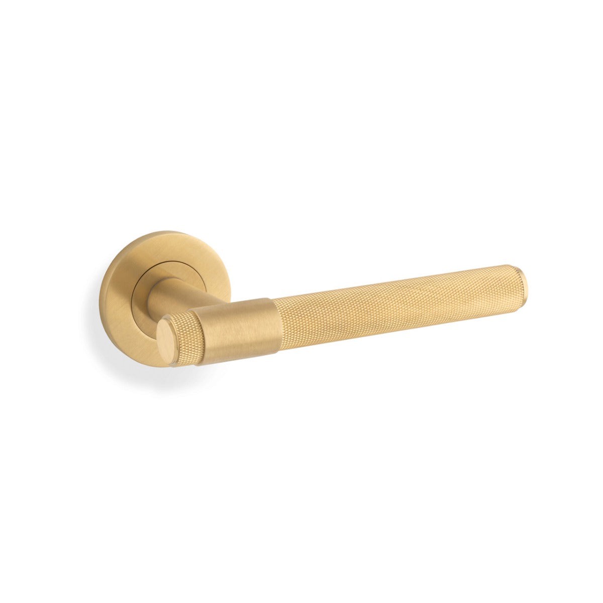 Alexander & Wilks - Knurled Kingstone Lever on Round Rose - Satin Brass PVD