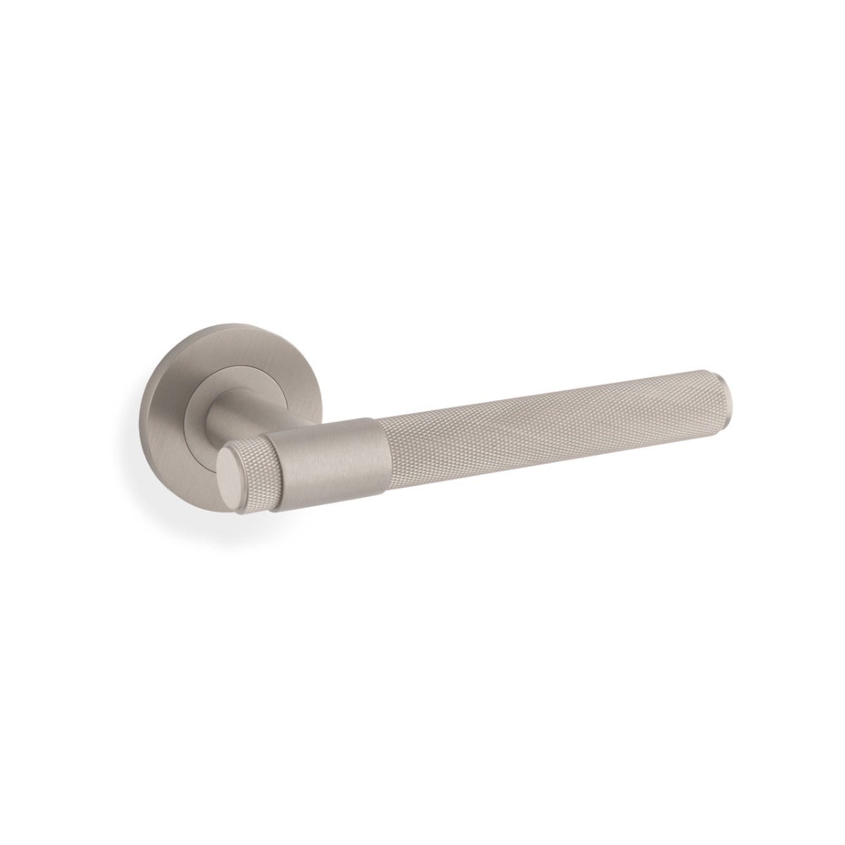 Alexander & Wilks - Knurled Kingstone Lever on Round Rose - Satin Nickel PVD