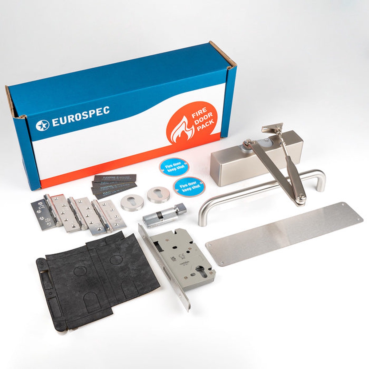 Eurospec - Commercial Fire Door Pack - Push/Pull Lockable - Silver
