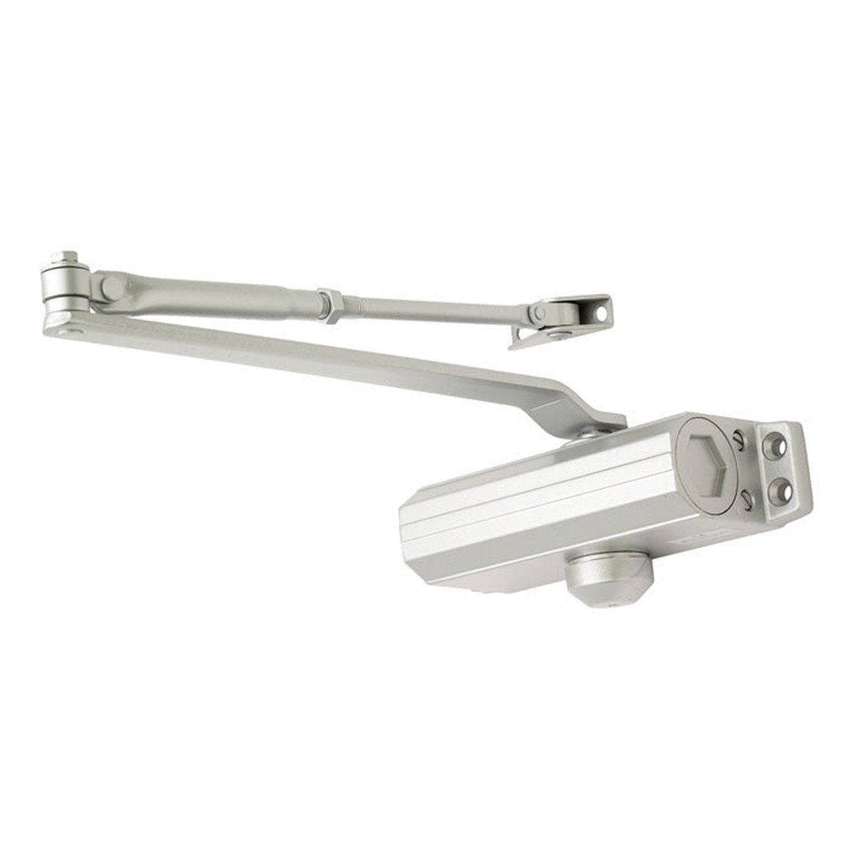 Eurospec - FIXED SIZE 3 OVERHEAD DOOR CLOSER C/W FIG. 6 BRACKET - SILVER