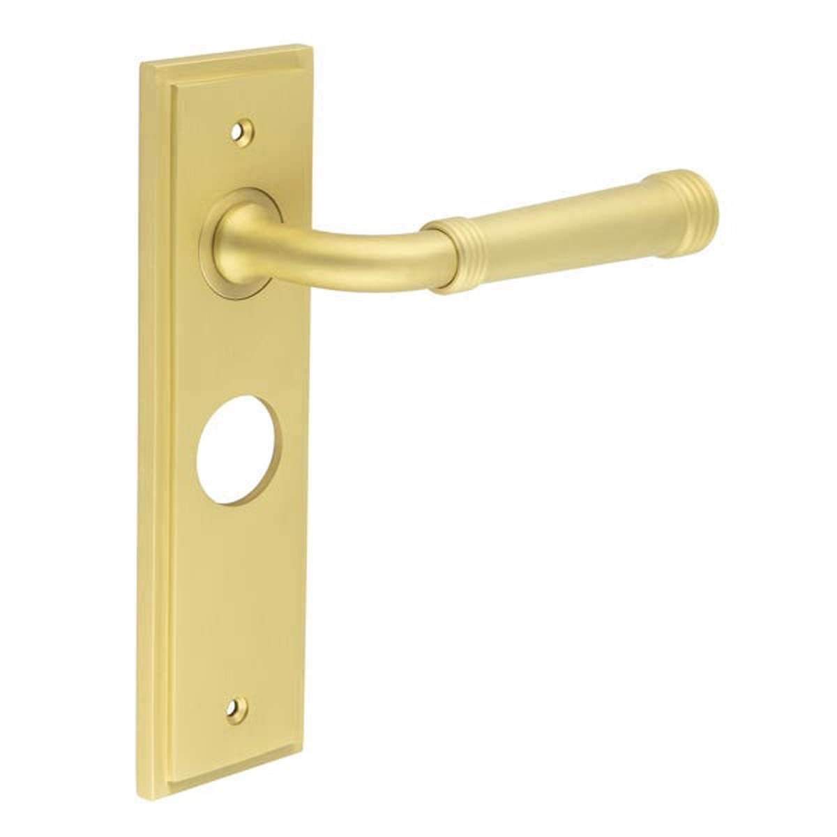 Burlington - Highgate Door Handle Bathroom Backplate Satin Brass