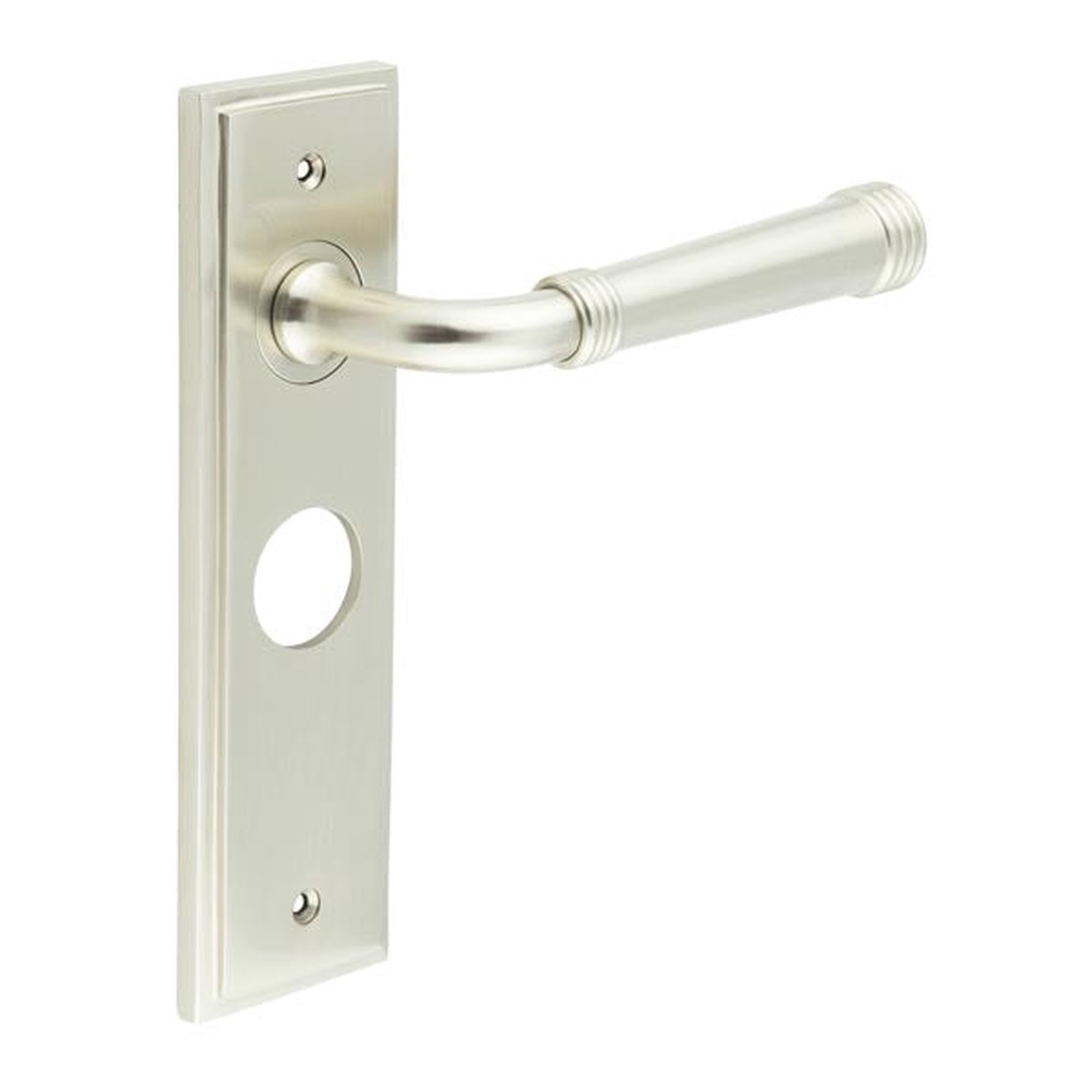 Burlington - Highgate Door Handle Bathroom Backplate Satin Nickel