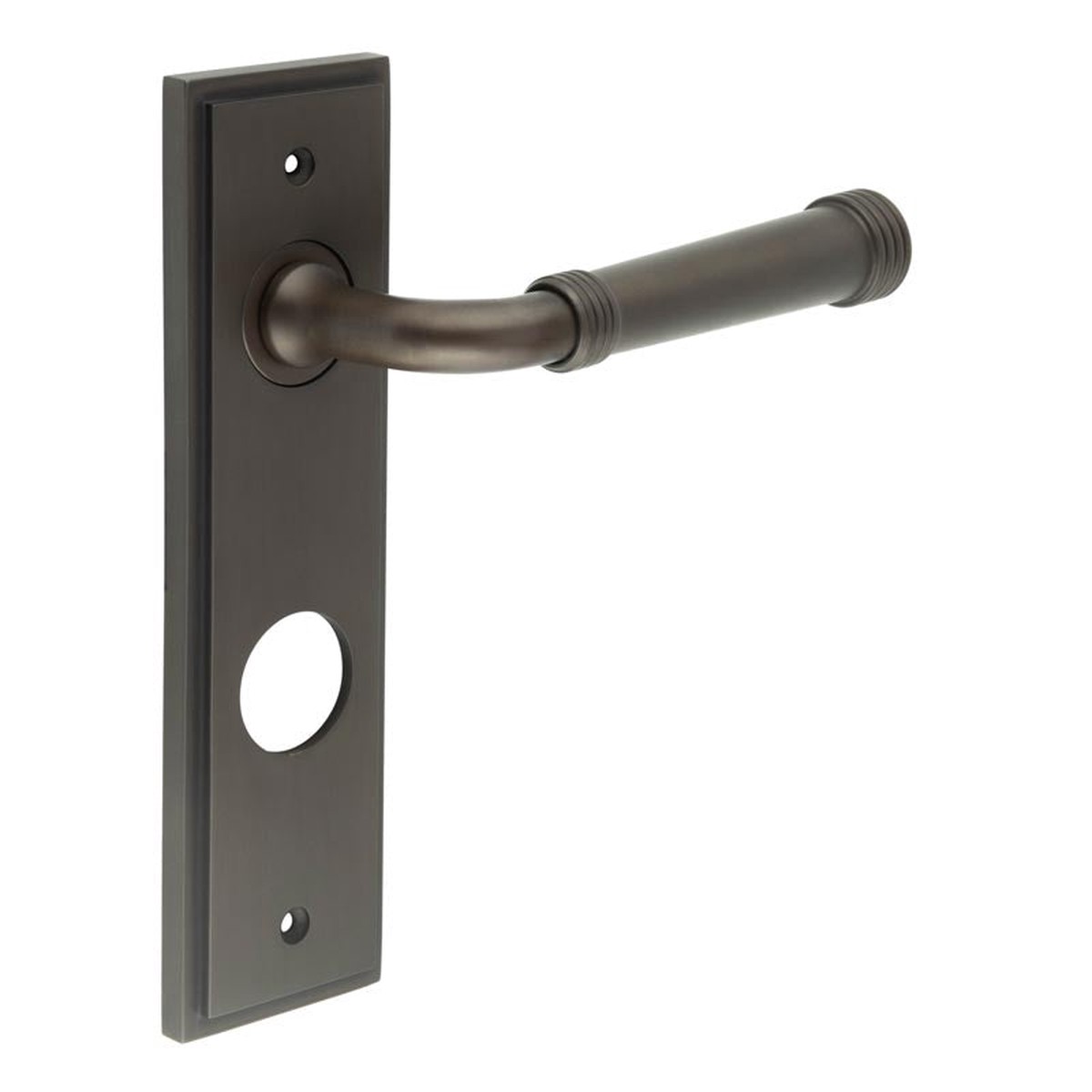 Burlington - Highgate Door Handle Din Bathroom Backplate Dark Bronze