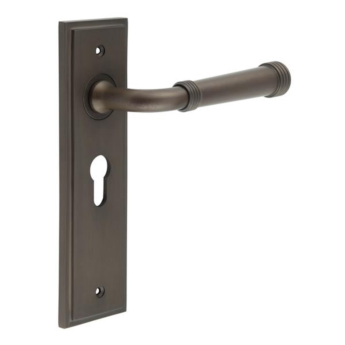 Burlington - Highgate Door Handle Euro Backplate Dark Bronze