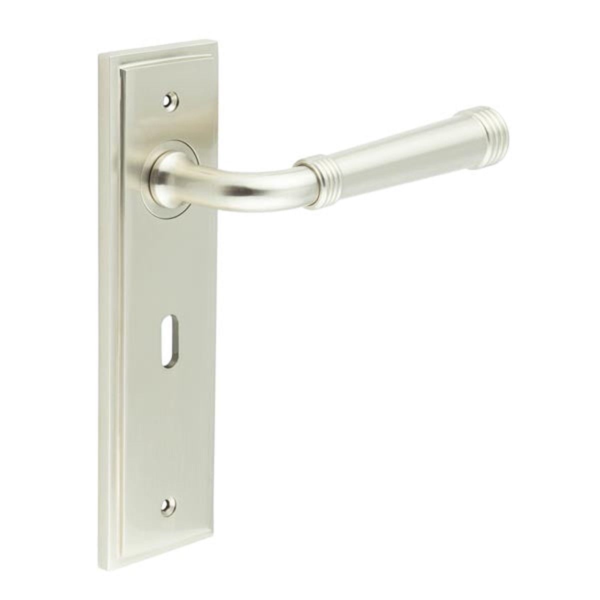 Burlington - Highgate Door Handle Lock Backplate Satin Nickel