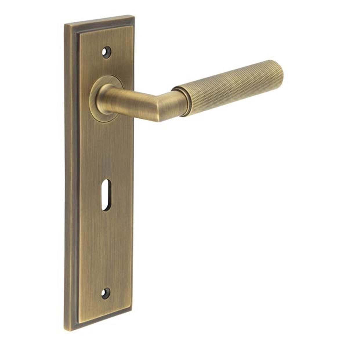 Burlington - Piccadilly Door Handle Lock Backplate Antique Brass