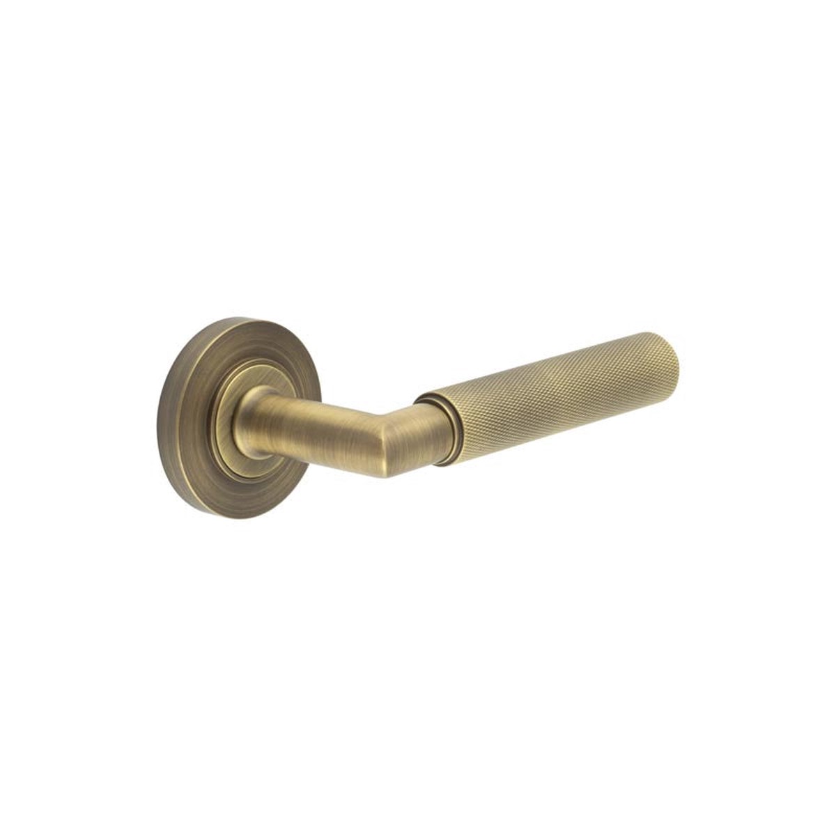 Burlington - Piccadilly Door Handle on Plain Rose Antique Brass