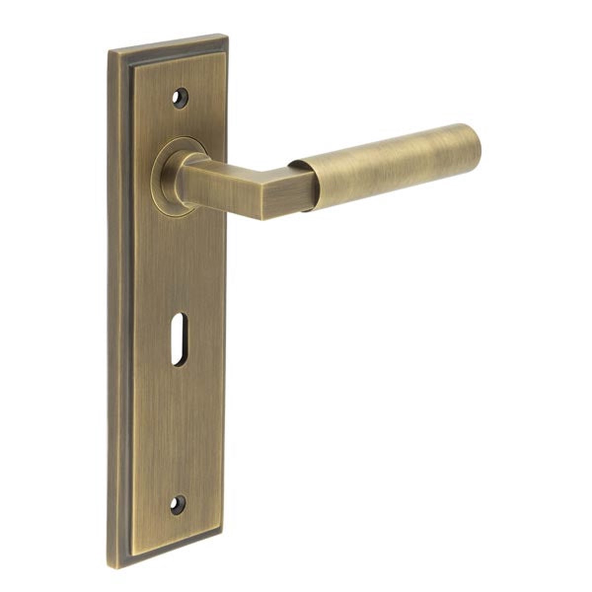Burlington - Westminster Door Handle Lock Backplate Antique Brass