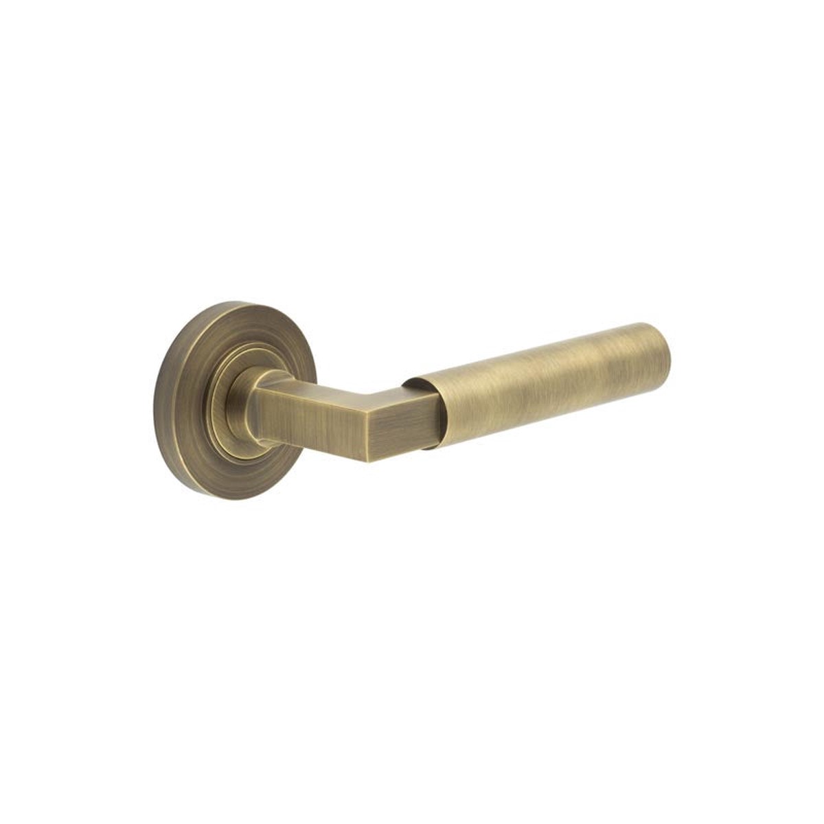 Burlington - Westminster Door Handle on Plain Rose Antique Brass