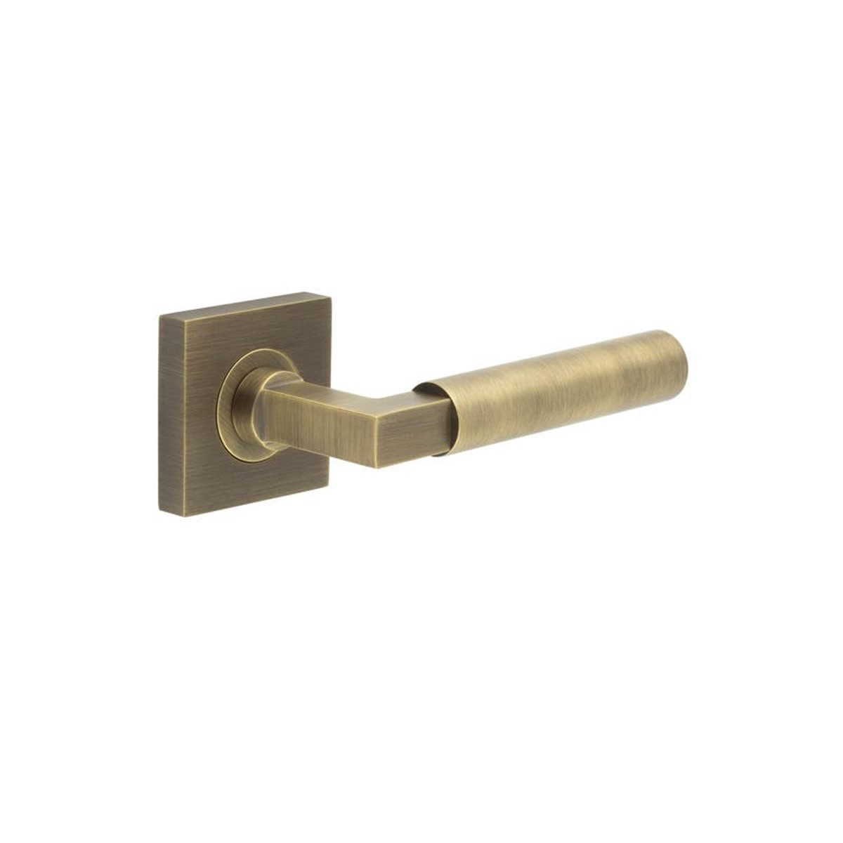Burlington - Westminster Door Handle on Square Plain Rose Antique Brass