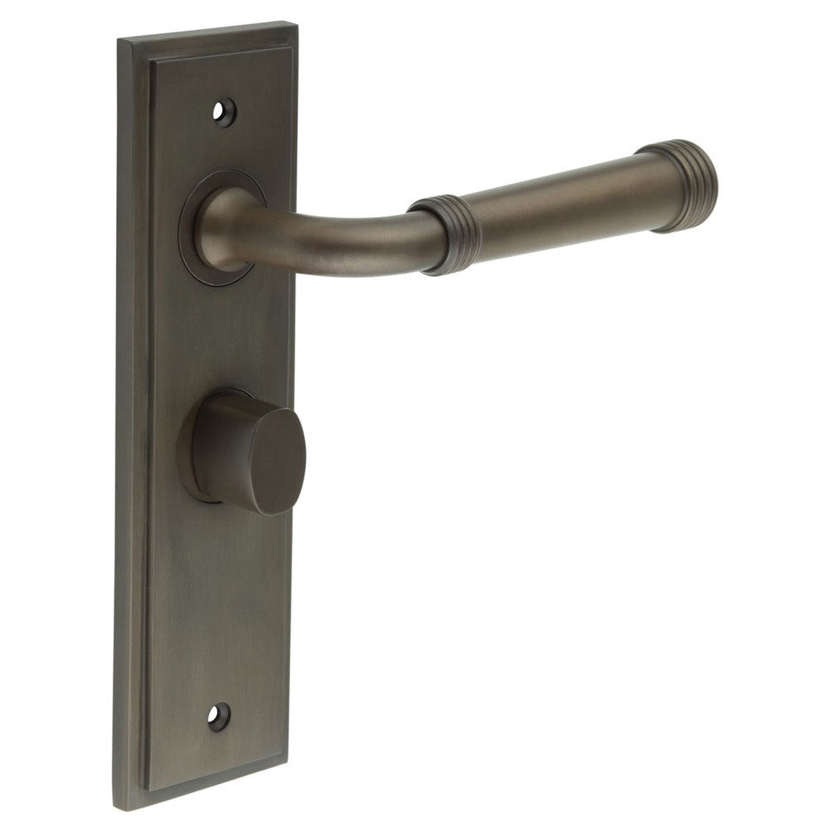 Burlington - Highgate Door Handle Bathroom Backplate Dark Bronze & Turn & Release