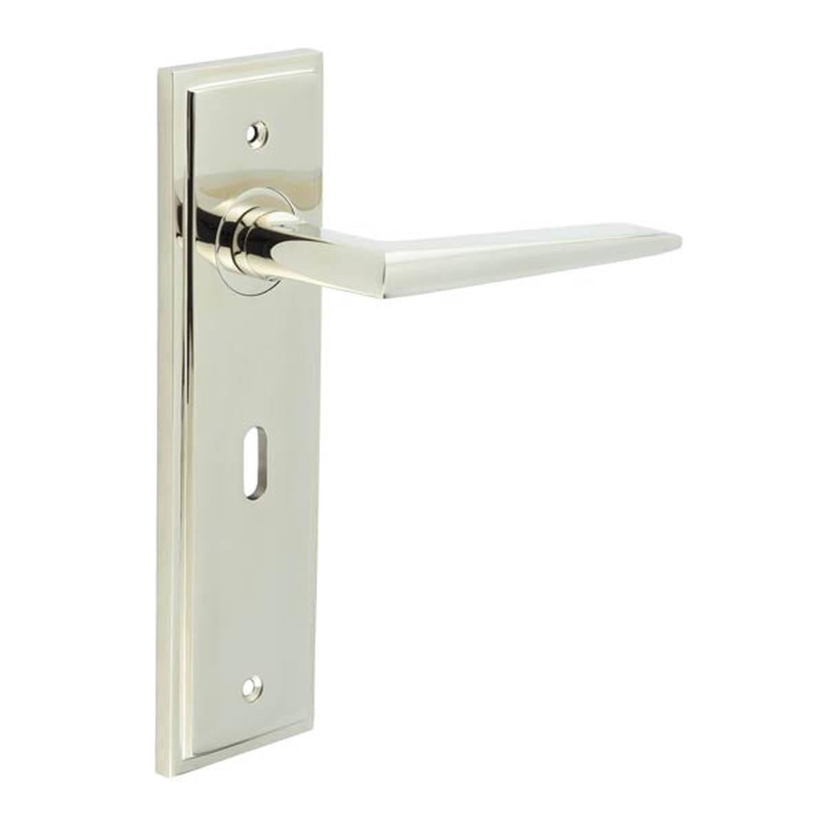 Burlington - Mayfair Door Handle Lock Backplate Polished Nickel