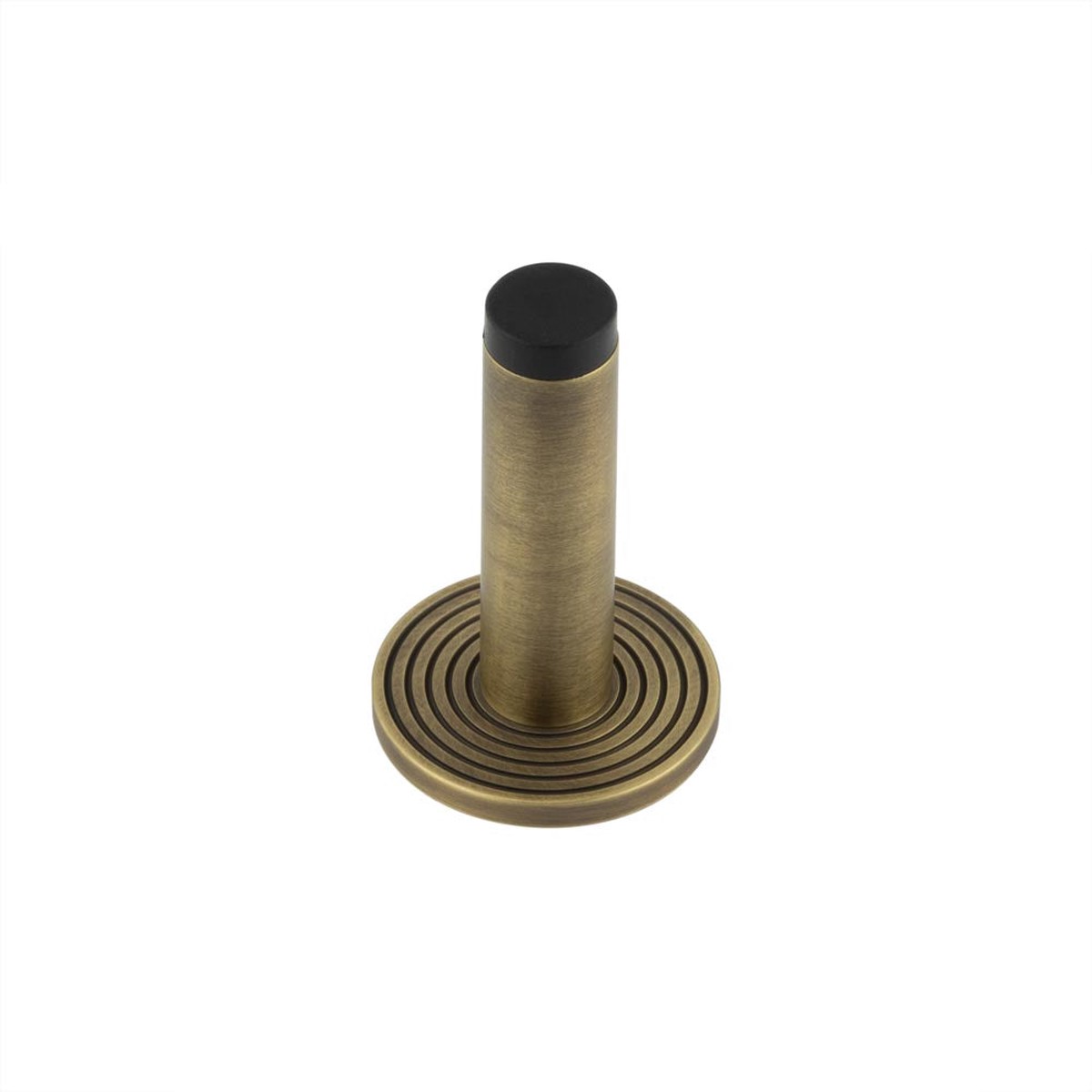 Burlington - Plain Wall Mounted Door Stops Reeded Rose Antique Brass