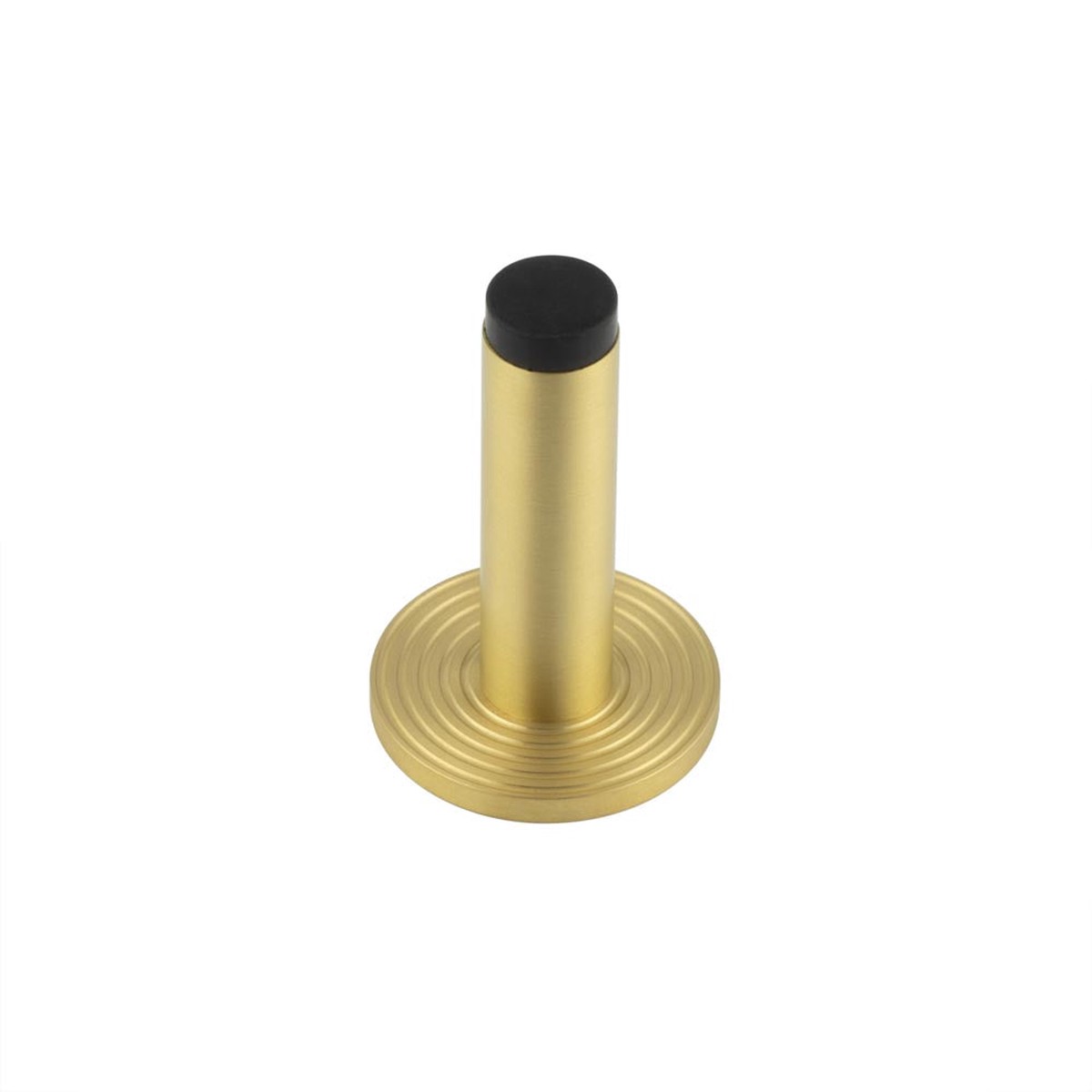 Burlington - Plain Wall Mounted Door Stops Reeded Rose Satin Brass