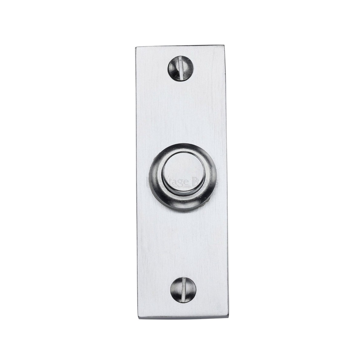 Heritage Brass Rectangular Bell Push Satin Chrome Finish