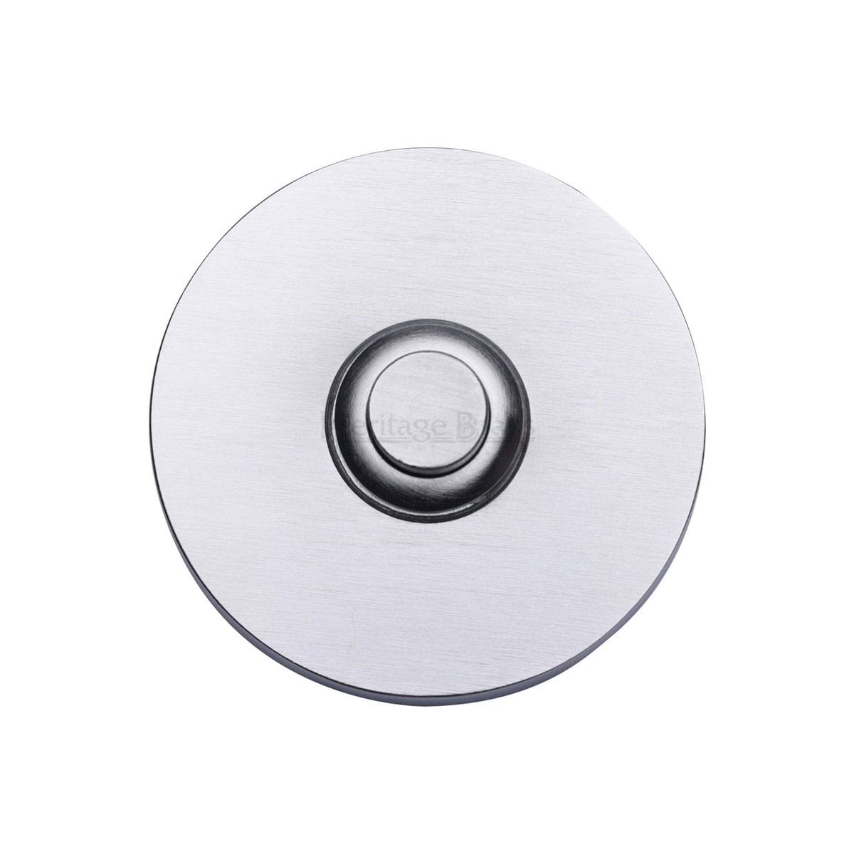 Heritage Brass Round Bell Push Satin Chrome Finish