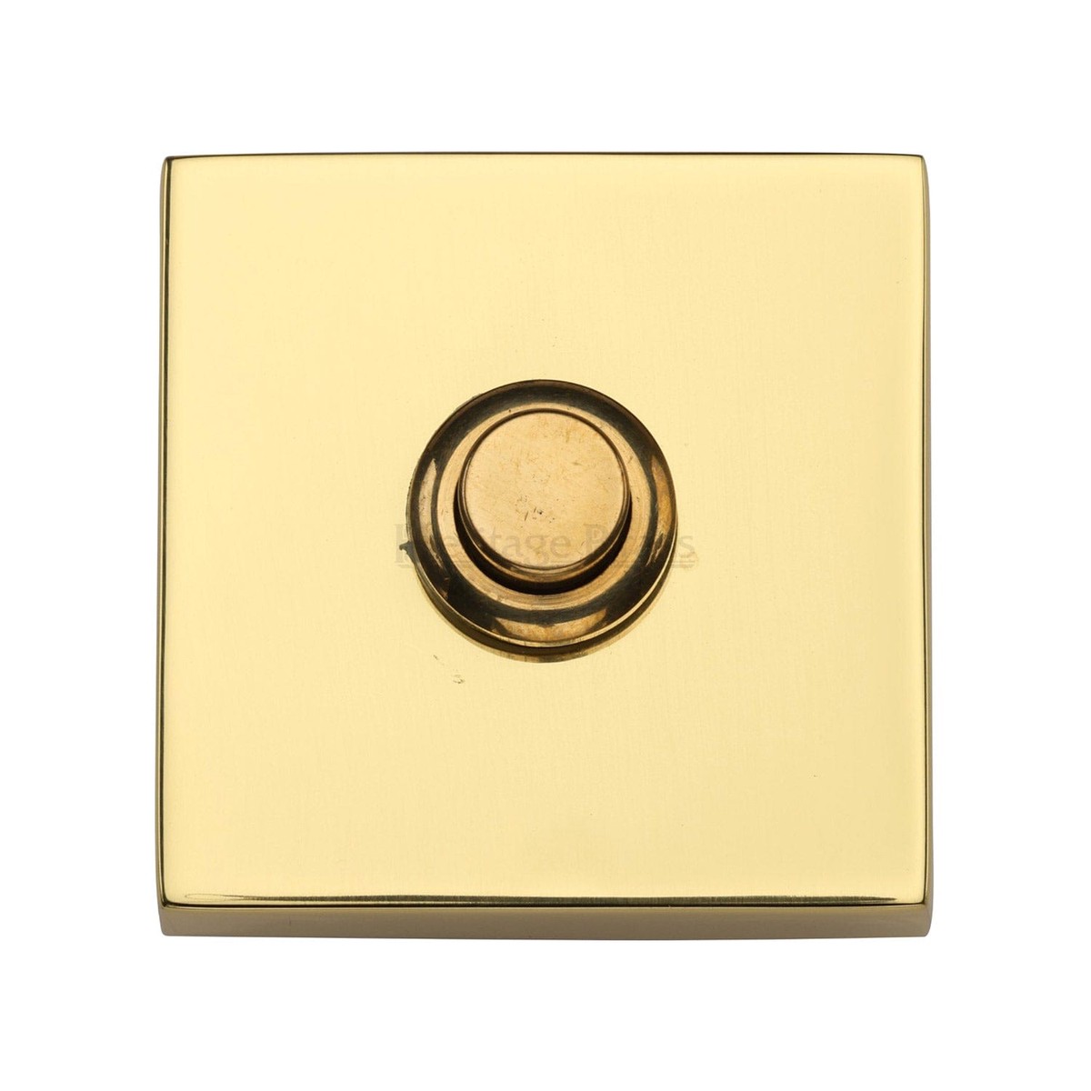 Heritage Brass Square Bell Push Polished Brass Finish
