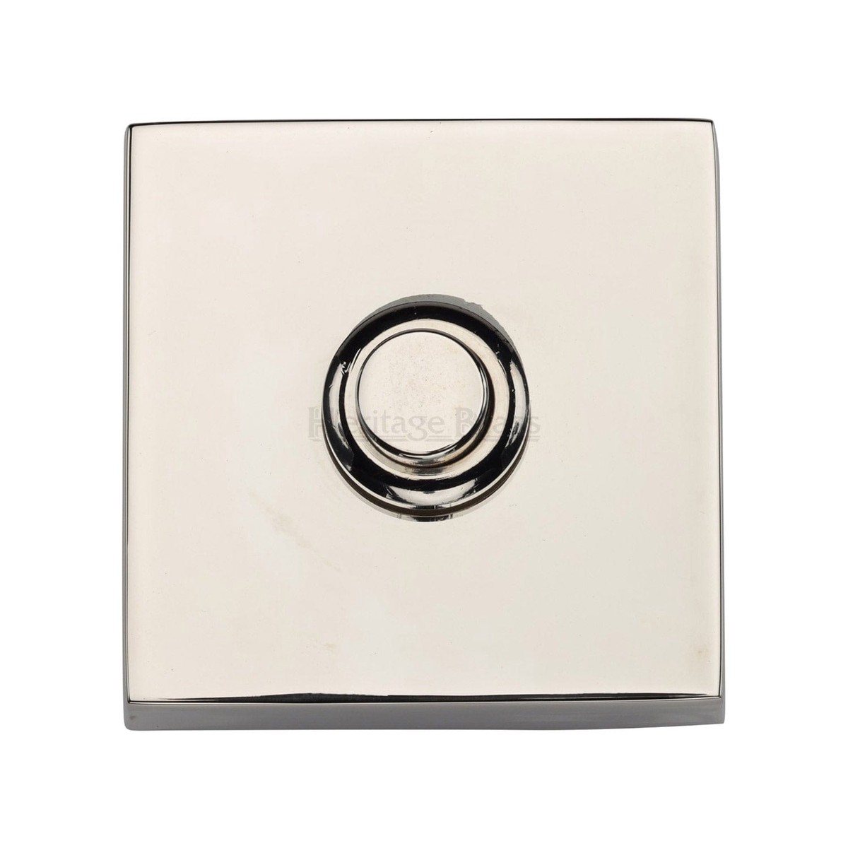 Heritage Brass Square Bell Push Polished Nickel Finish