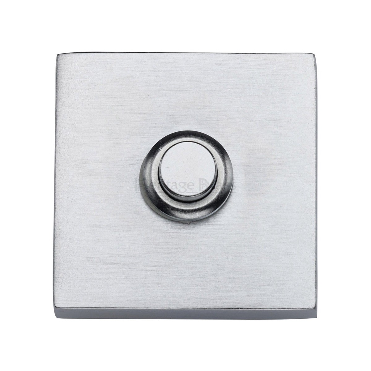Heritage Brass Square Bell Push Satin Chrome Finish