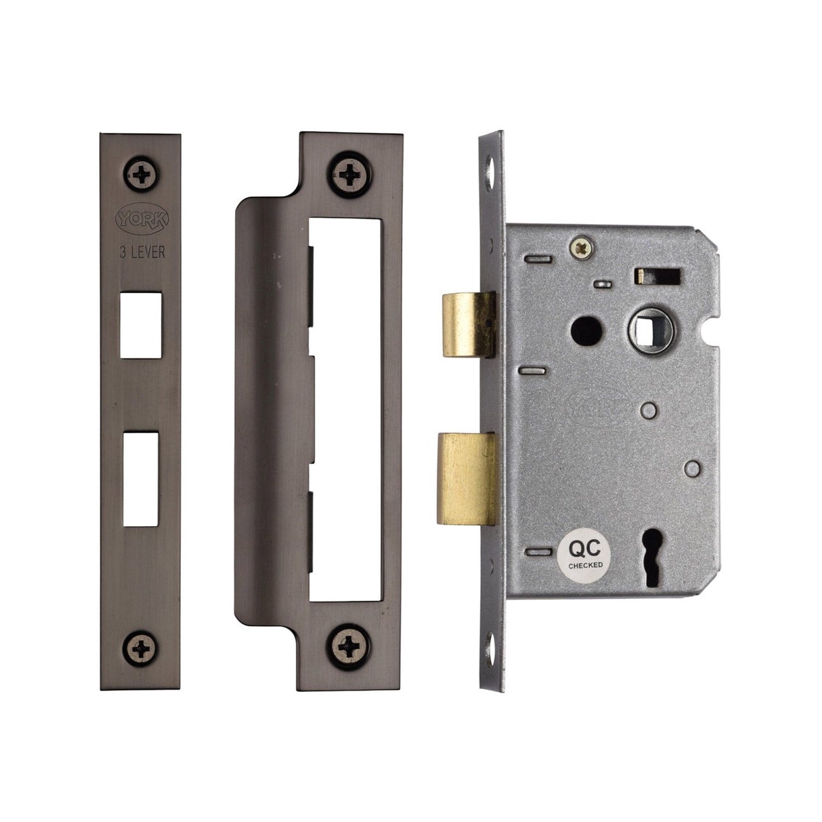York Security 3 Lever Sash Lock 2 1/2 Matt Bronze