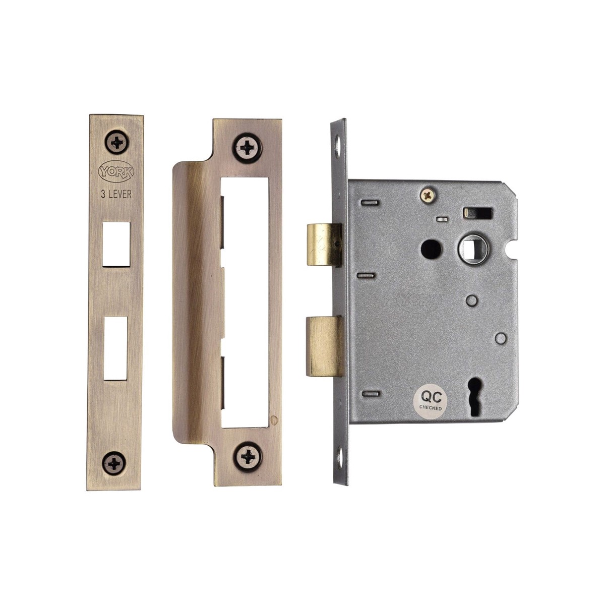 York Security 3 Lever Sash Lock 3 Antique Brass Finish