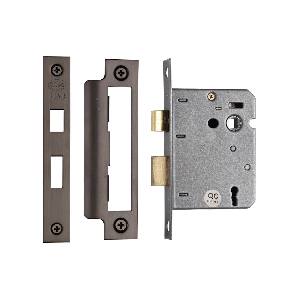 York Security 3 Lever Sash Lock 3 Matt Bronze Finish