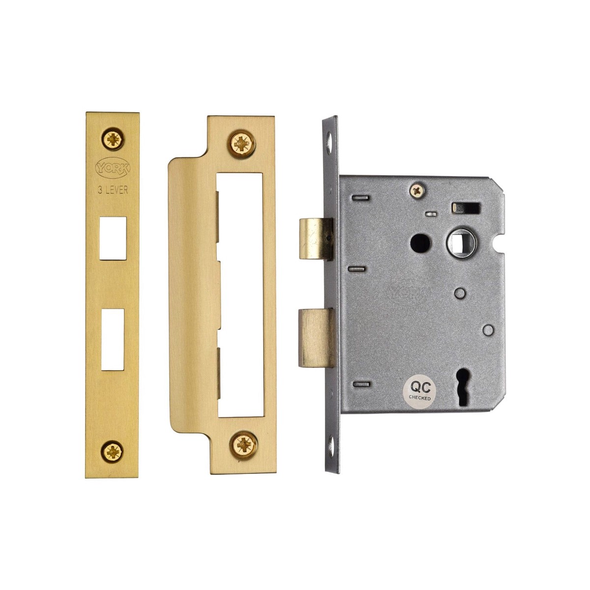 York Security 3 Lever Sash Lock 3 Satin Brass Finish
